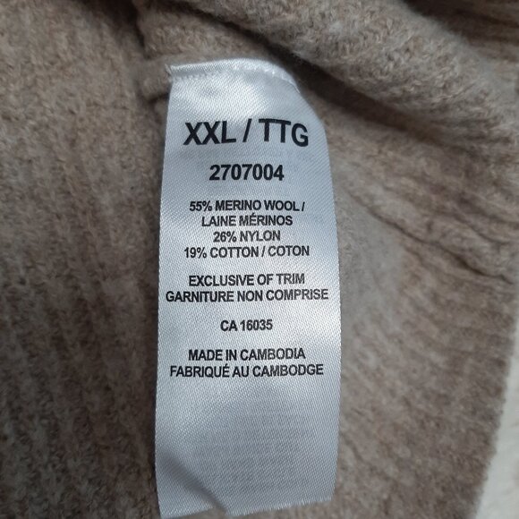 TAHARI Women's Beige Merino Wool Blend Knit Turtle Neck Pullover Sweater XXL - Picture 8 of 8